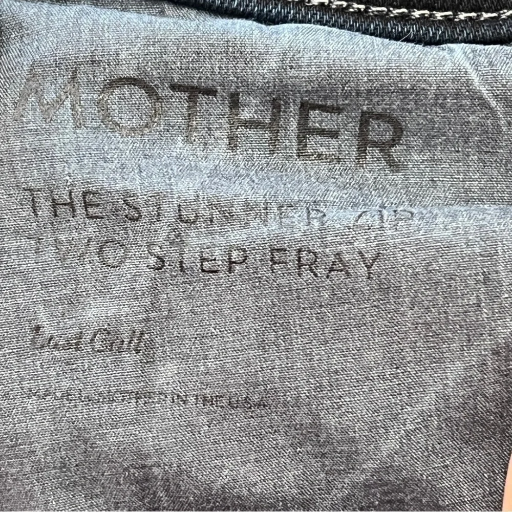 MOTHER The Stunner Zip Two Step Fray Dark Wash High Rise Jeans in Last Call